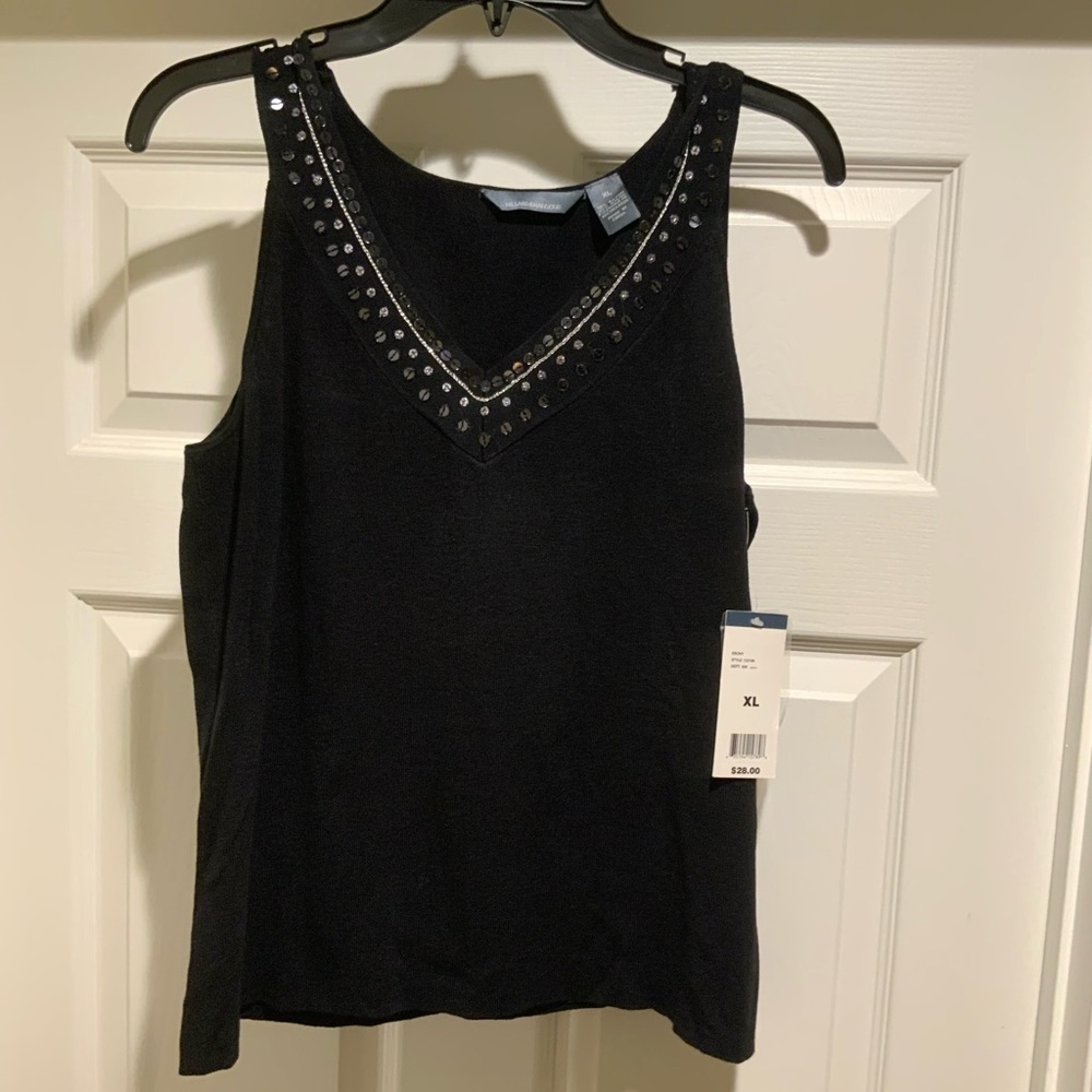 Fancy Black Sequined Sweater Tank